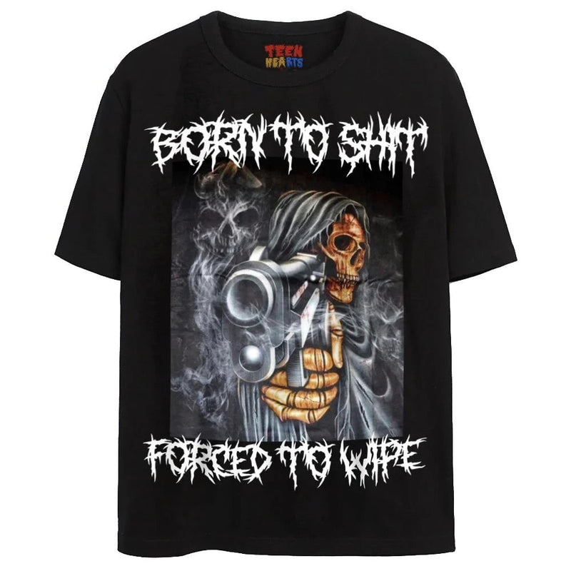 FORCED TO WIPE T-Shirts DTG Small BLACK 