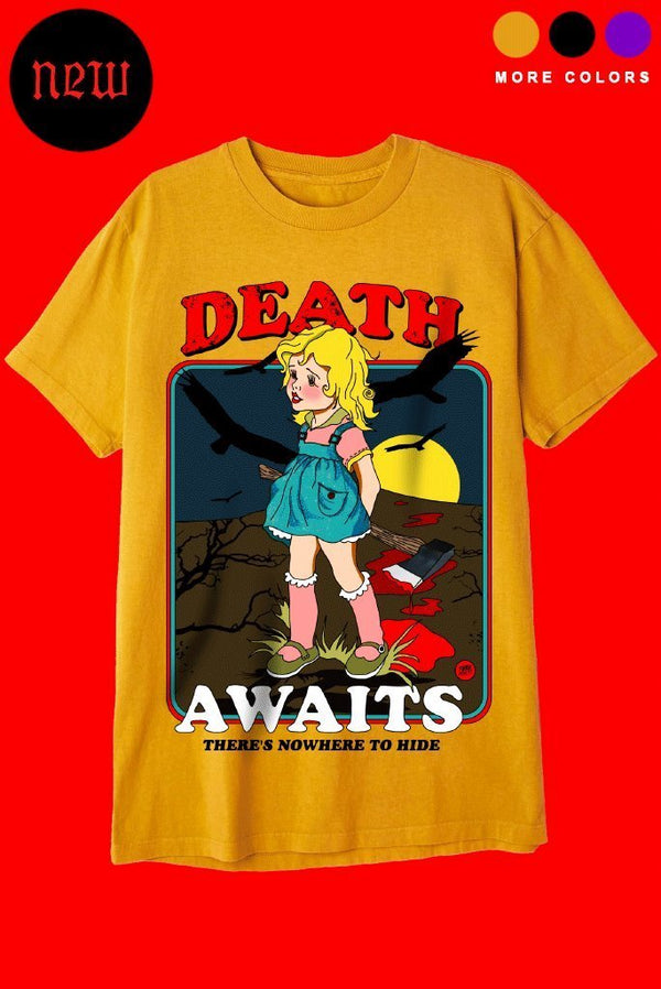 DEATH AWAITS T-Shirts DTG Small GOLD 
