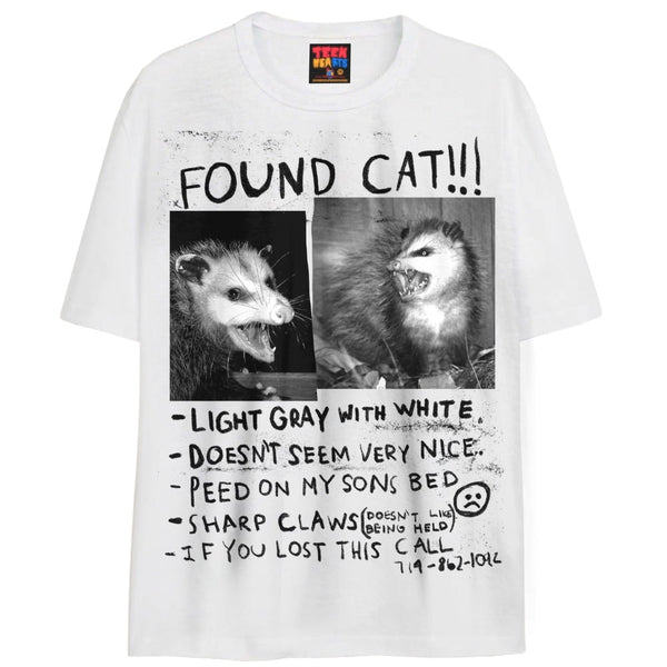 FOUND CAT T-Shirts DTG Small WHITE 