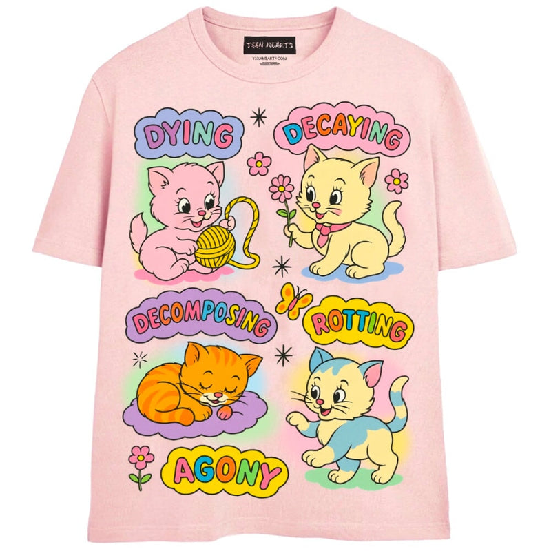 DYING DECAYING CATS T-Shirts MONSTERDIGITAL Small Pink 