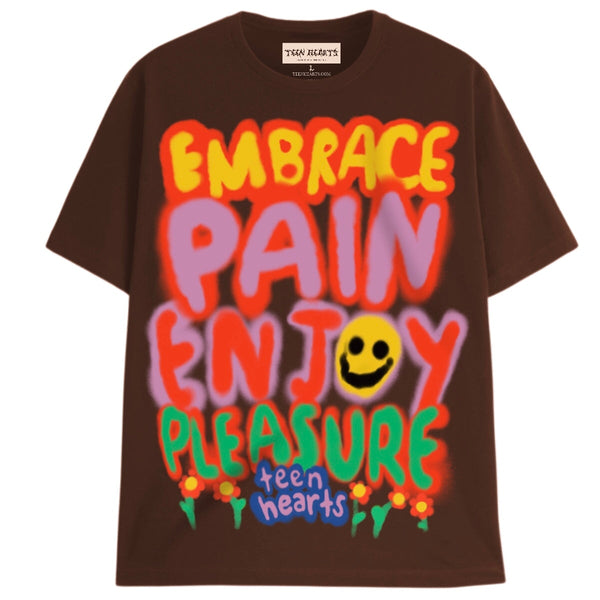 EMBRACE PAIN T-Shirts DTG Small BROWN 
