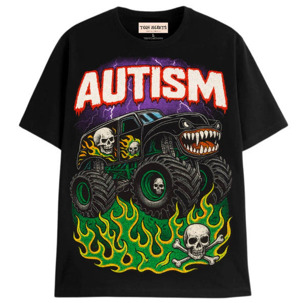 AUTISM MONSTER TRUCK T-Shirts MONSTERDIGITAL Small Black 