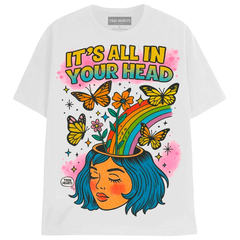 ALL IN YOUR HEAD T-Shirts MONSTERDIGITAL Small WHITE 