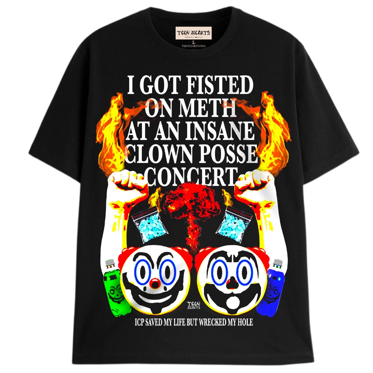 FISTED ON METH AT AN INSANE CLOWN POSSE CONCERT T SHIRT Teen Hearts fisted-on-meth-at-an-insane-clown-posse-concert-t-shirt-teen-hearts
