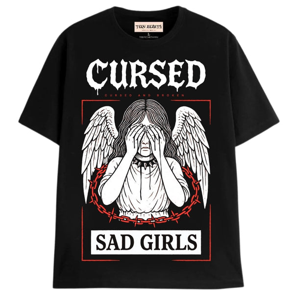 SAD GIRL T-Shirts MONSTERDIGITAL Small Black 