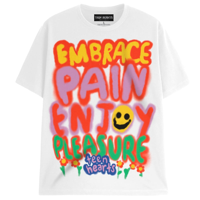EMBRACE PAIN T-Shirts DTG Small WHITE 