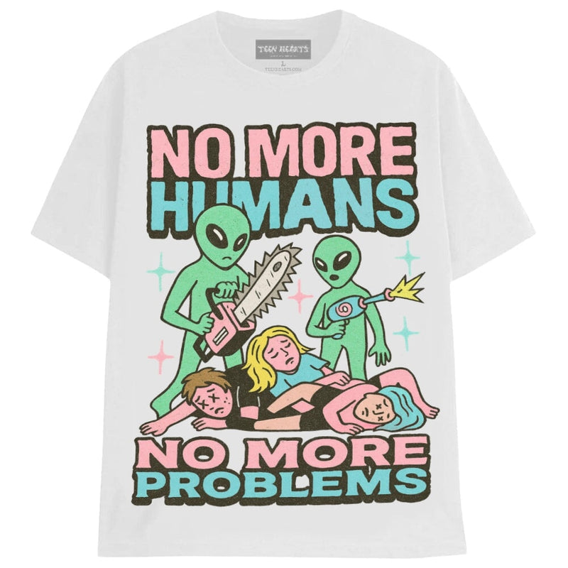 NO HUMANS NO PROBLEMS T-Shirts MONSTERDIGITAL Small WHITE 
