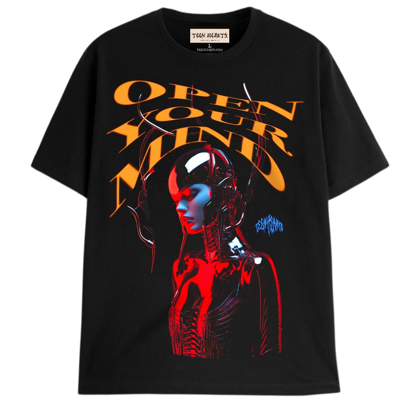 OPEN YOUR MIND T-Shirts DTG Small BLACK 