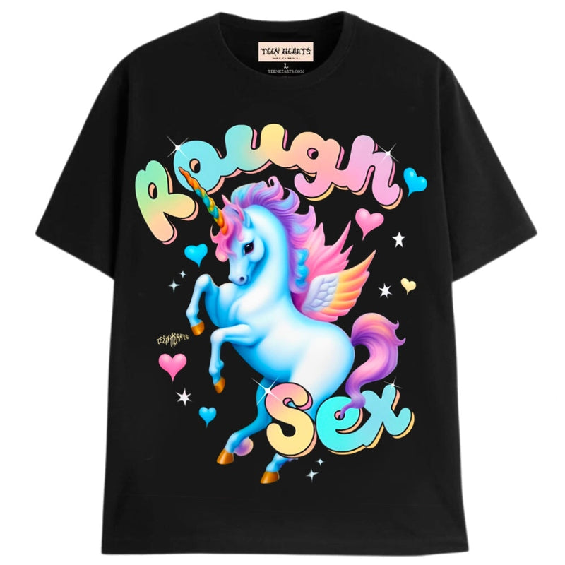 ROUGH SEX UNICORN T-Shirts MONSTERDIGITAL Small BLACK 