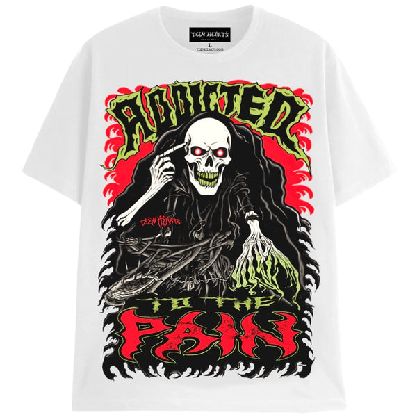 ADDICTED TO PAIN T-Shirts DTG Small White 