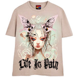 LIFE IS PAIN T-Shirts DTG Small Pink 