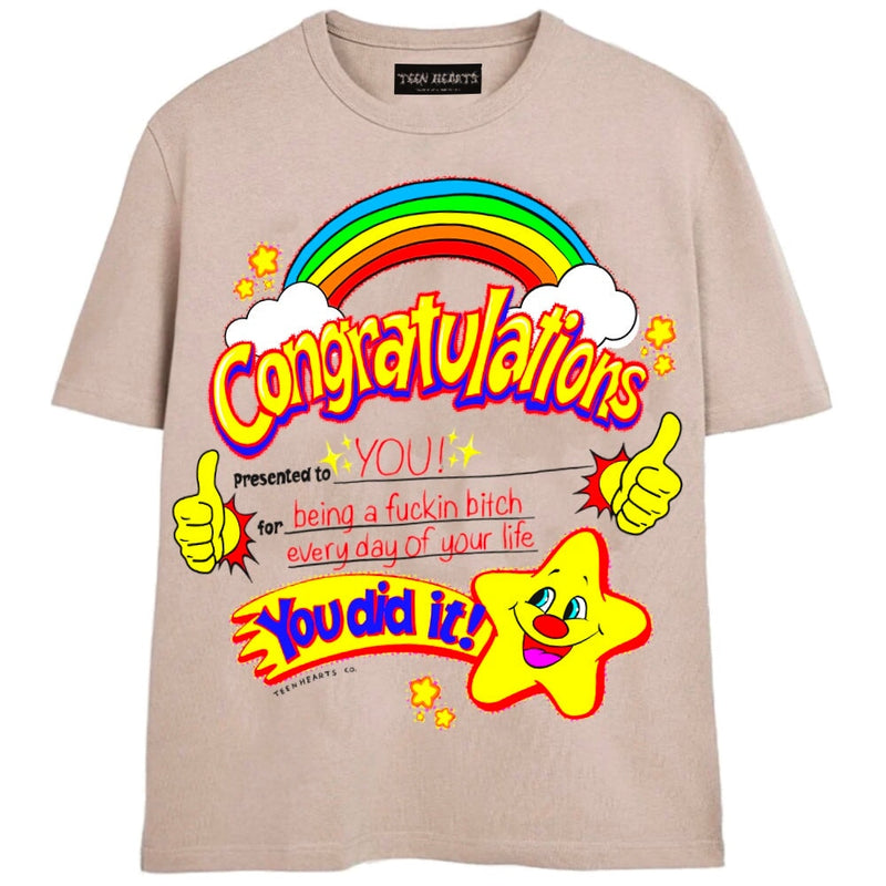 CONGRATULATIONS T-Shirts DTG Small TAN 