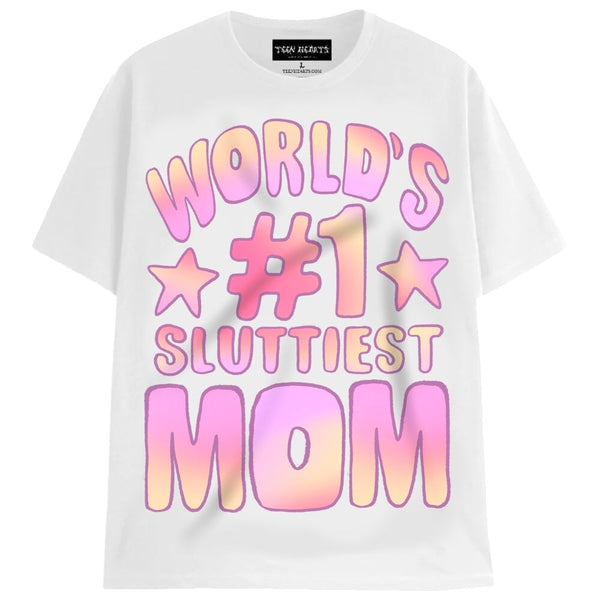 SLUTTIEST MOM T-Shirts DTG Small WHITE 