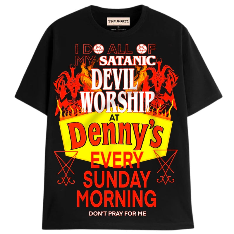 SATANIC DENNYS T-Shirts DTG Small BLACK 