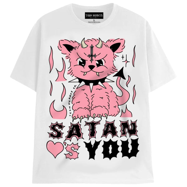 SATAN LOVES YOU T-Shirts DTG Small WHITE 