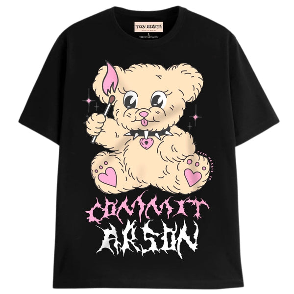 COMMIT ARSON T-Shirts DTG Small BLACK 