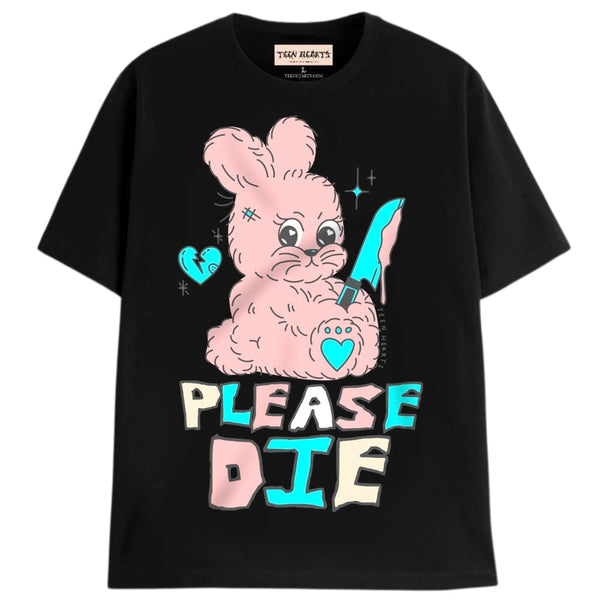 PLEASE DIE T-Shirts DTG Small BLACK 