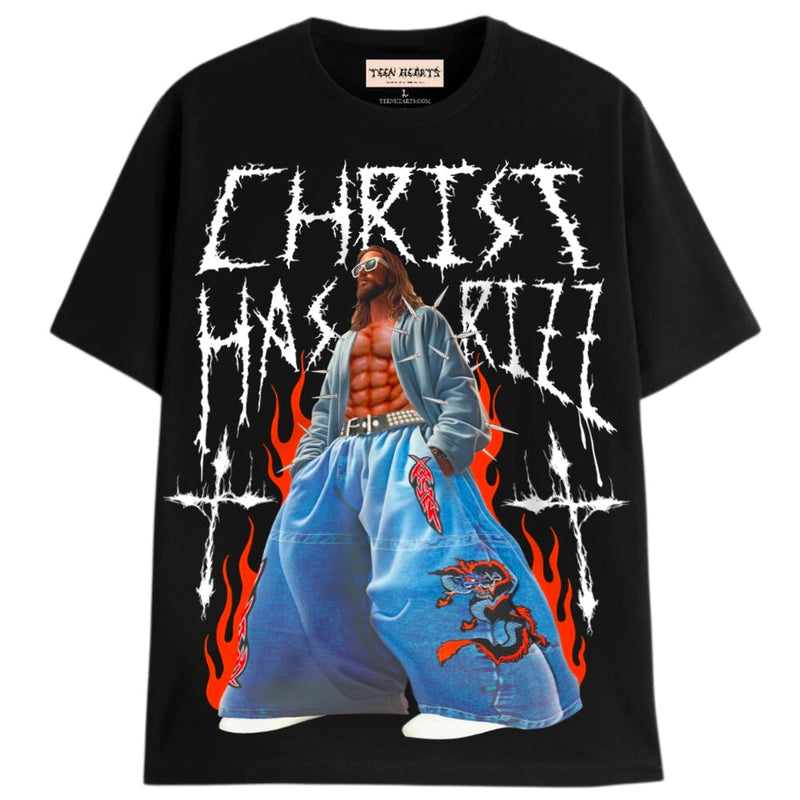 CHRIST HAS RIZZ T-Shirts DTG Small BLACK 