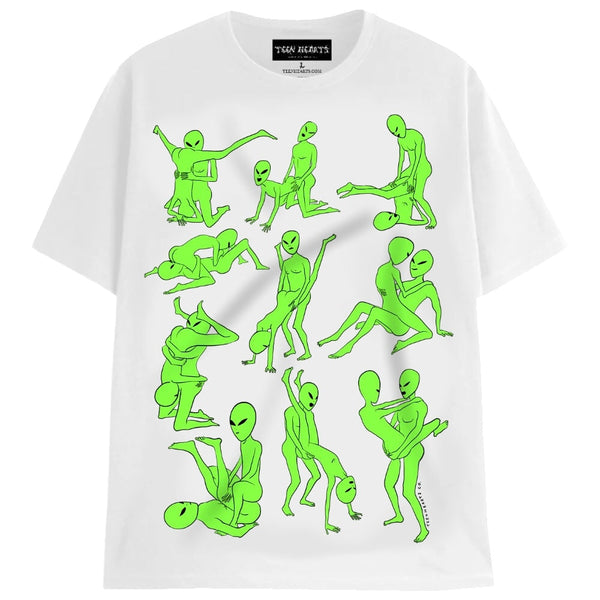 ALIEN POSITIONS T-Shirts DTG Small WHITE 