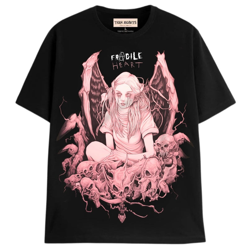 FRAGILE HEART T-Shirts DTG Small BLACK 