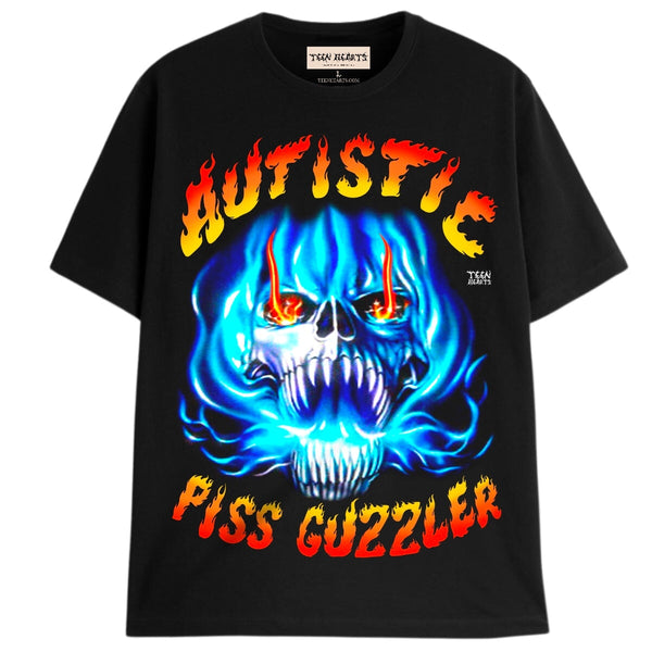 AUTISTIC PISS GUZZLER T-Shirts DTG Small Black 