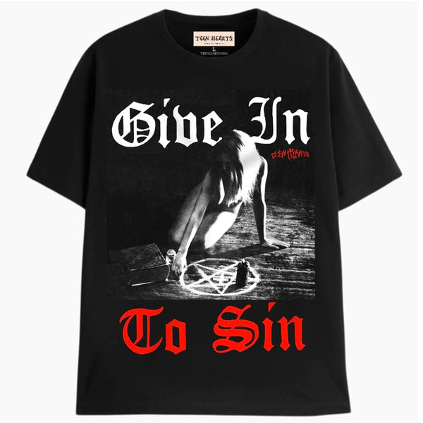 GIVE IN TO SIN T-Shirts MONSTERDIGITAL Small Black 