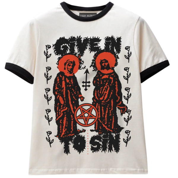 GIVE IN TO SIN T-Shirts M0NSTERDIGITAL Small WHITE 