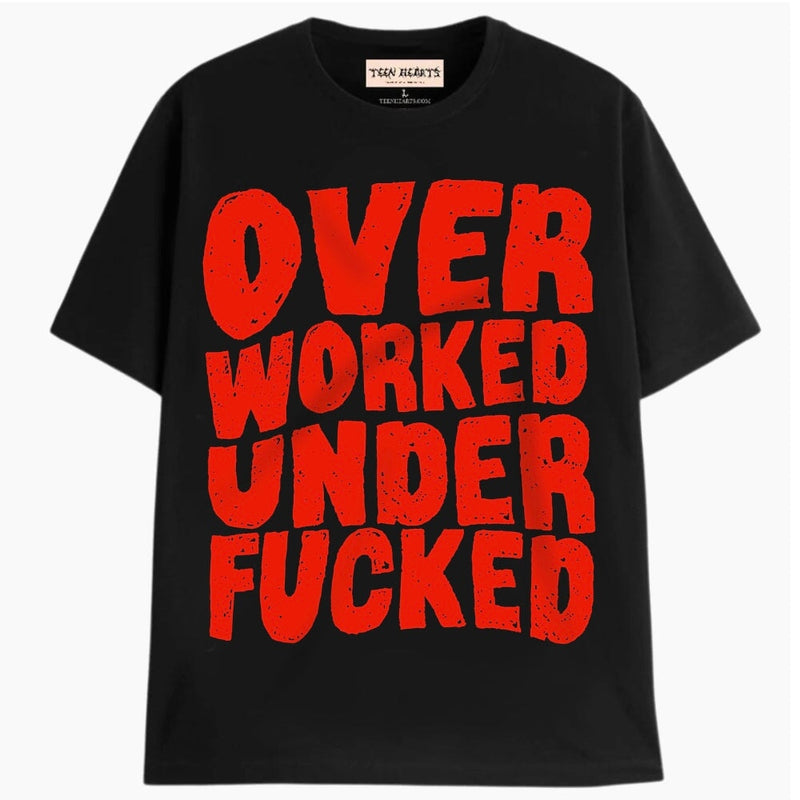 OVERWORKED T-Shirts MONSTERDIGITAL Small BLACK 