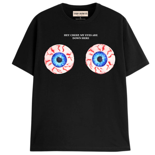 EYES DOWN HERE T-Shirts DTG Small BLACK 