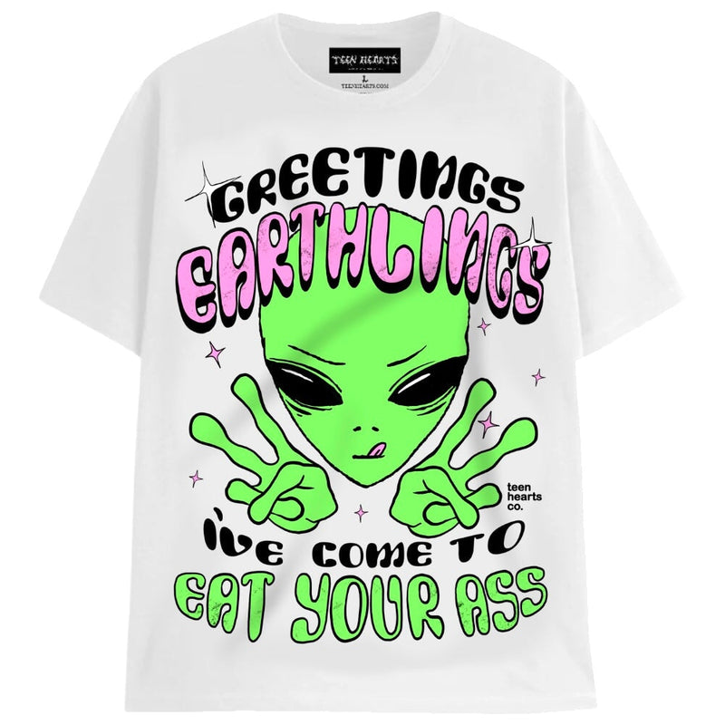 GREETINGS EARTHLINGS T-Shirts MONSTERDIGITAL Small WHITE 