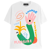 CHANGE / PLEASURE T-Shirts DTG Small White 