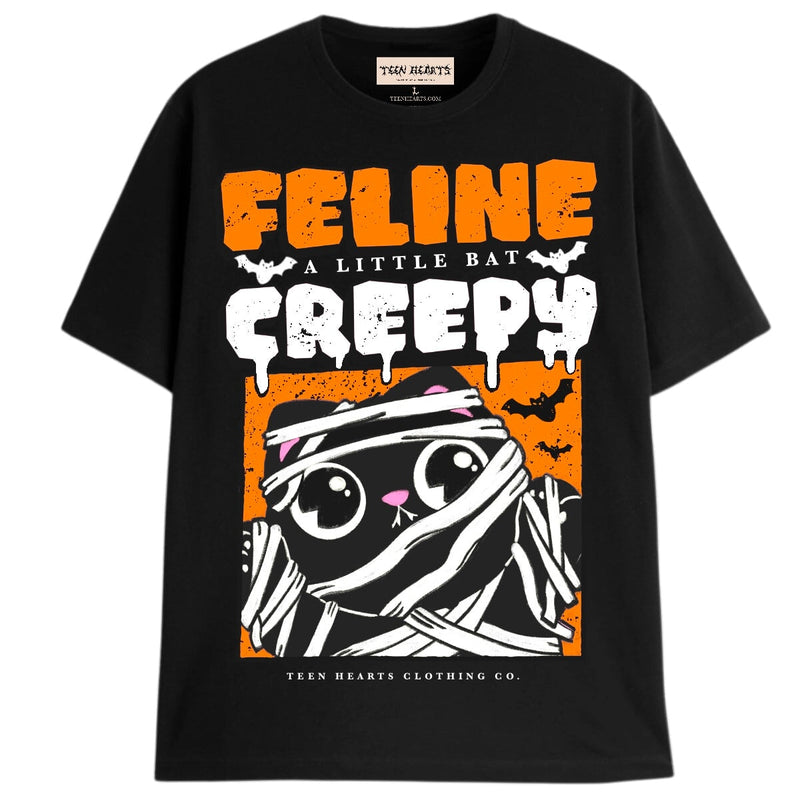 FELINE CREEPY T-Shirts DTG Small Black 