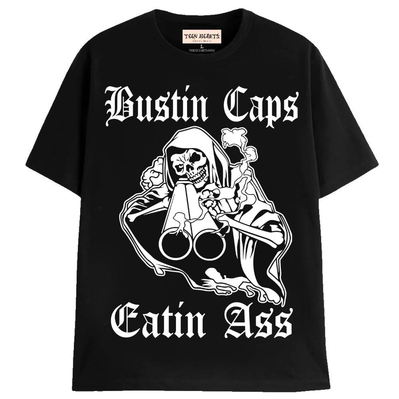 BUSTIN CAPS T-Shirts MONSTERDIGITAL Small BLACK 