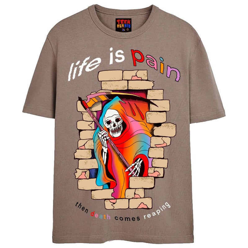 LIFE IS PAIN T-Shirts DTG Small SAND 
