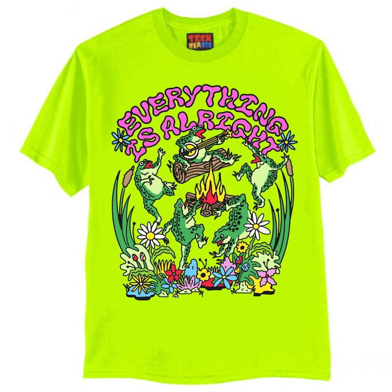 NEON ALRIGHT FROGS T-Shirts DTG Small Yellow 