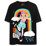 RAINBOW GIRL T-Shirts DTG Small BLACK 