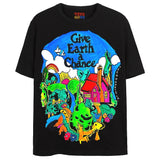 GIVE EARTH A CHANCE T-Shirts DTG Small BLACK 
