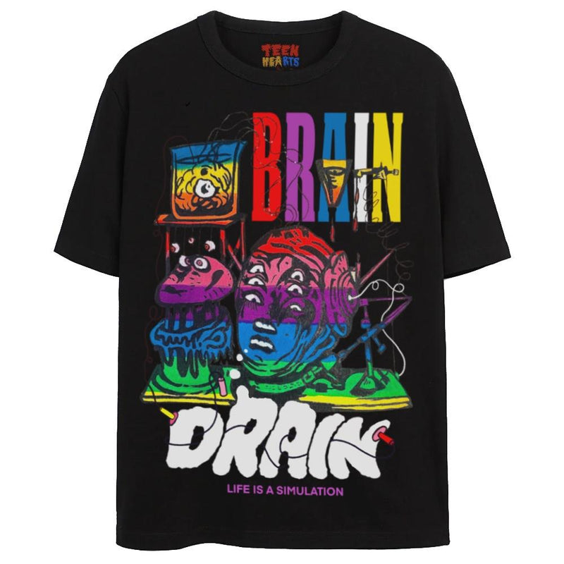 BRAIN DRAIN T-Shirts DTG Small BLACK 