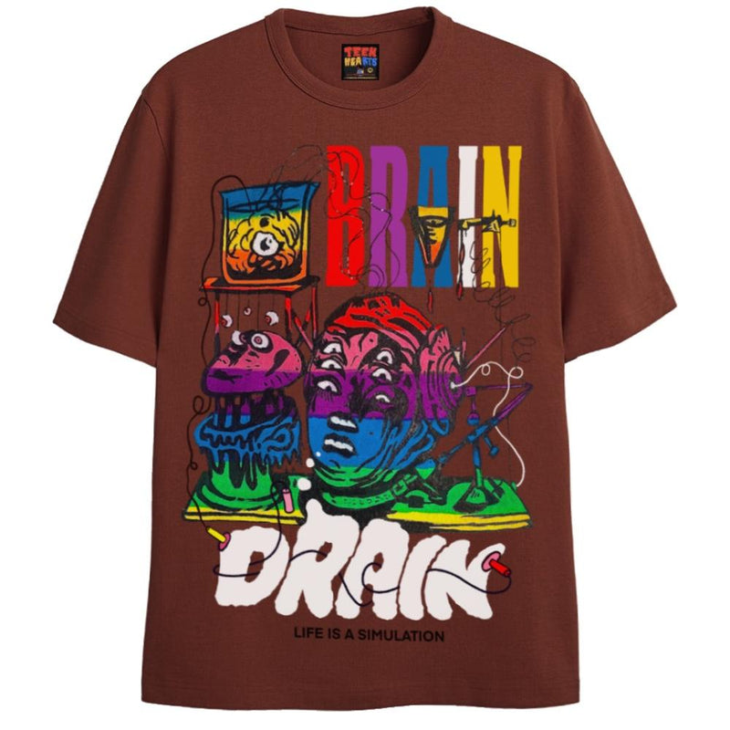 BRAIN DRAIN T-Shirts DTG Small BROWN 