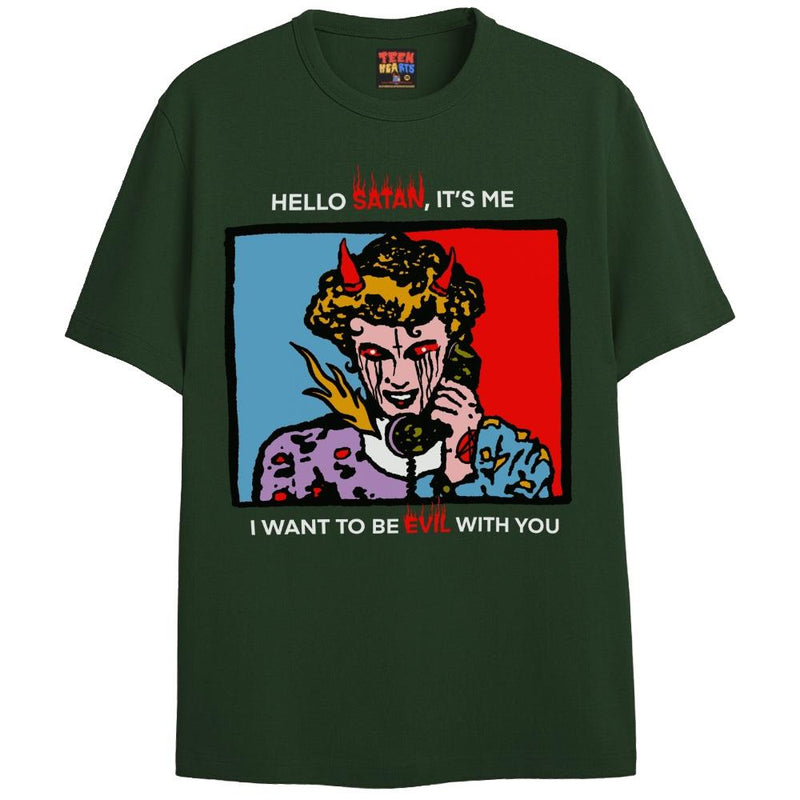 HELLO SATAN T-Shirts DTG Small GREEN 