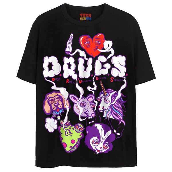 I ♥ D.R.U.G.S. T-Shirts DTG Small Black 