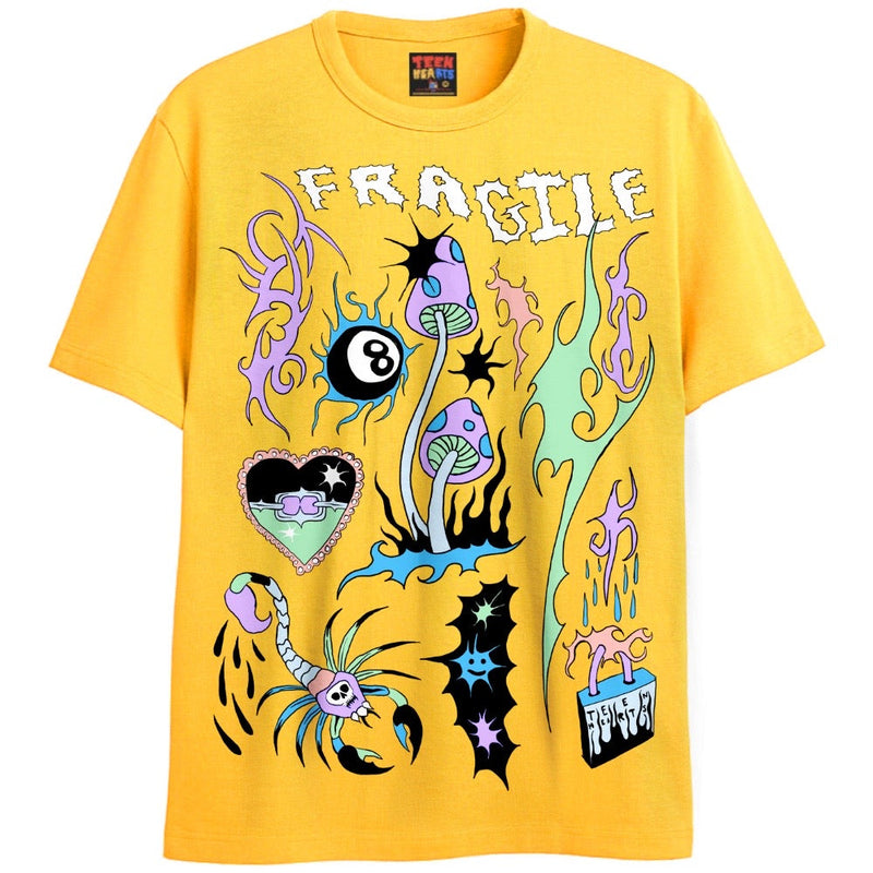 FRAGILE T-Shirts DTG Small Yellow 