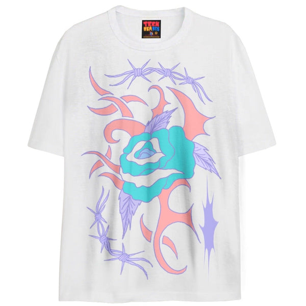 TRIBAL ROSE T-Shirts DTG Small White 