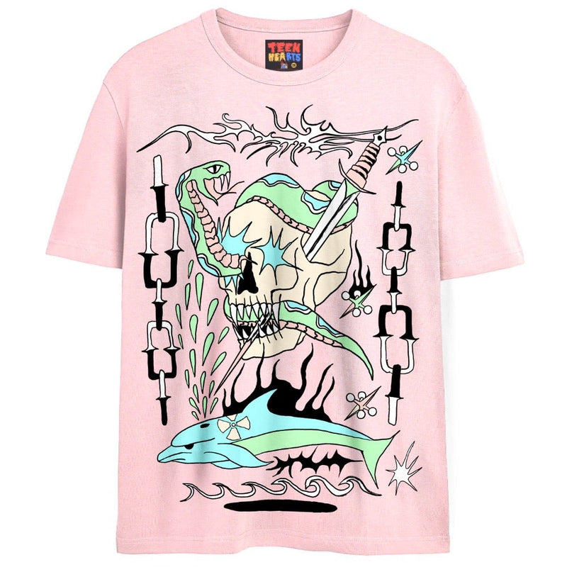 CHEMICAL DOLPHIN T-Shirts DTG Small pink 