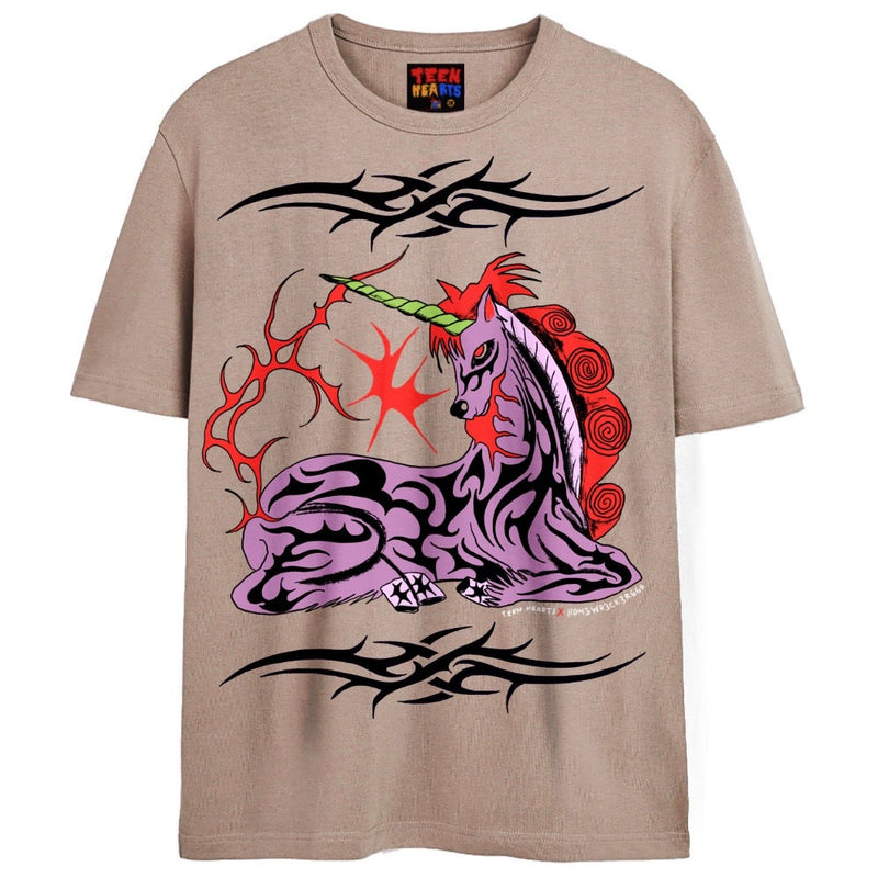 TRIBAL UNICORN T-Shirts DTG Small Tan 