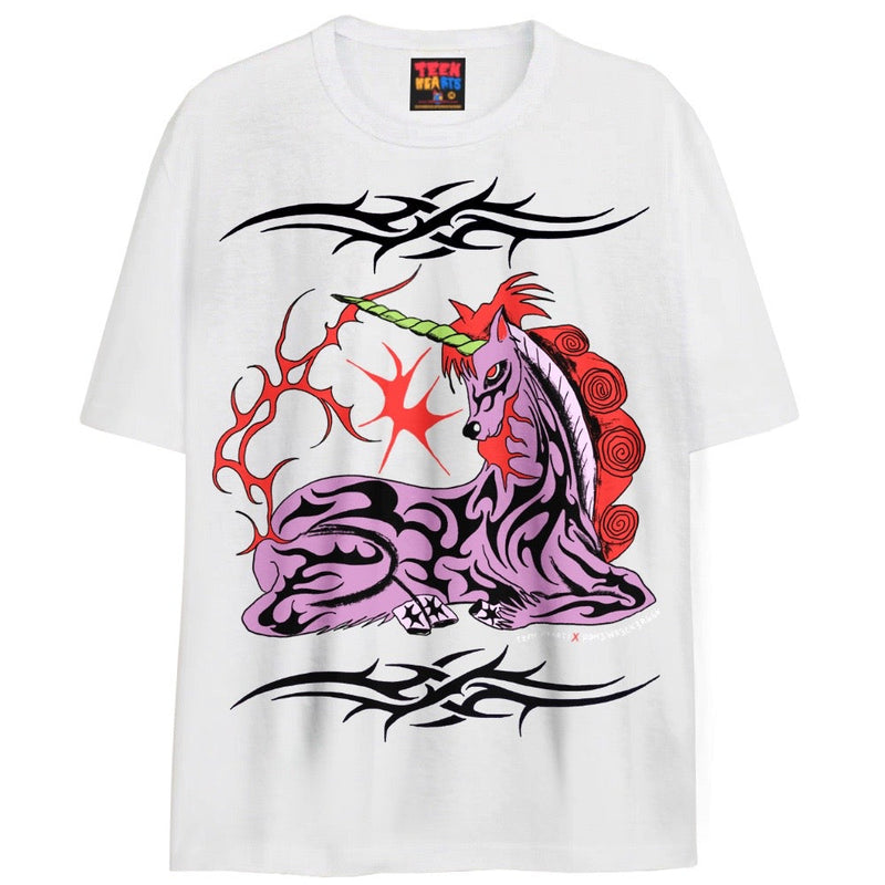 TRIBAL UNICORN T-Shirts DTG Small White 