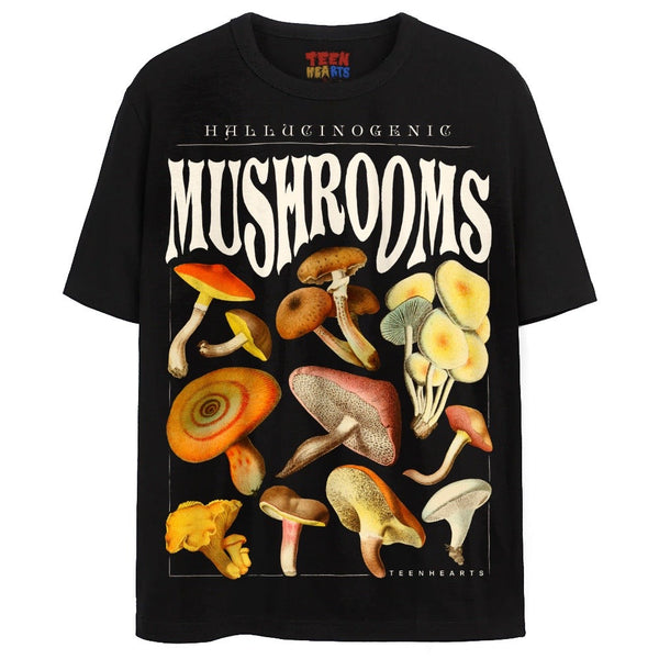 MUSHROOMS T-Shirts DTG Small Black 