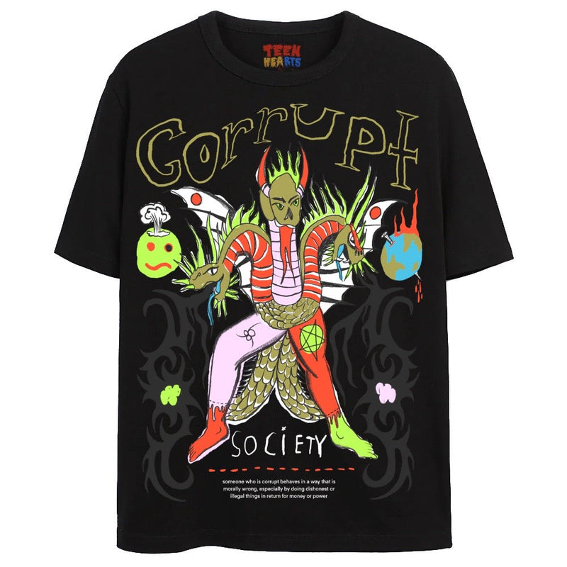 CORRUPT SOCIETY T-Shirts DTG Small Black 