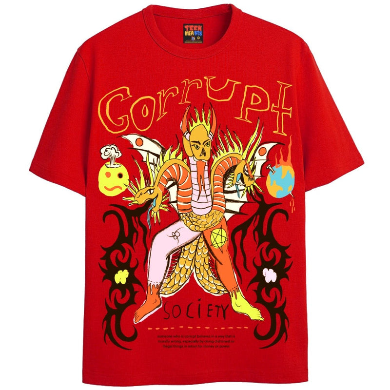 CORRUPT SOCIETY T-Shirts DTG Small Red 