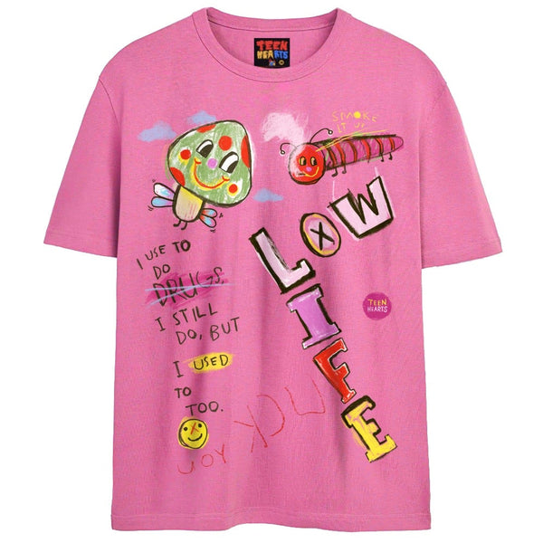 LOW LIFE T-Shirts DTG Small Pink 